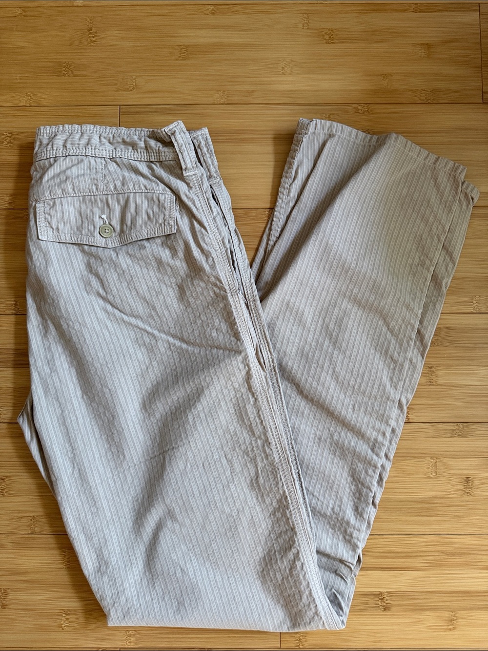 John Vavartos Men's Beige Stripe Casual Pants
